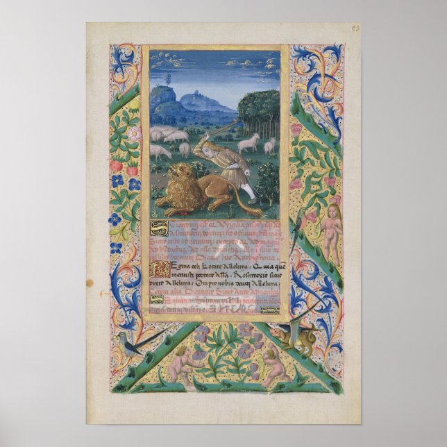 Poster David defendendo a ovelha do pai contra uma (Frente)