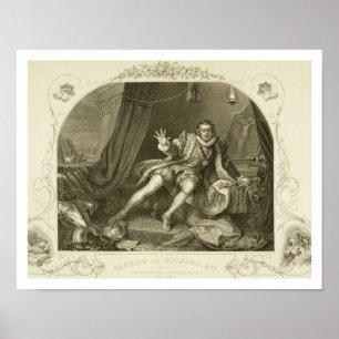 Poster David Garrick (1717-79) como Richard III, ato V