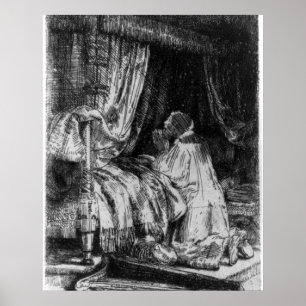 Poster David in Prayer - Rembrandt - 1652