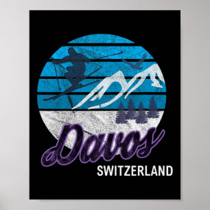 Poster Davos Suiços Alps Suiça Ski Resort Snowboardi