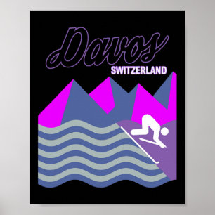 Poster Davos Suiços Alps Suiça Ski Resort Snowboardi