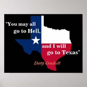 Poster Davy Crockett Citação Sobre O Inferno E O Texas Po