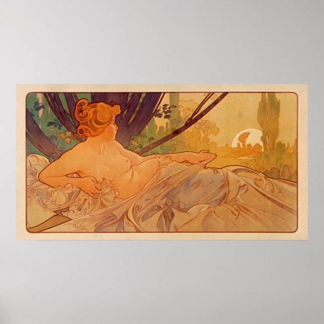 Poster DAWN por Alphonse Mucha - Aurore (Frente)