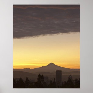 Póster Dawn sky sobre Portland e Mt. Hood, Oregon