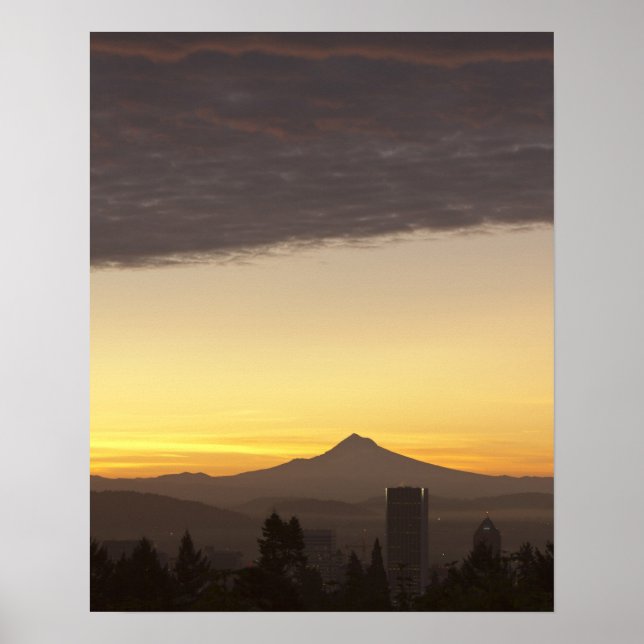 Póster Dawn sky sobre Portland e Mt. Hood, Oregon (Frente)