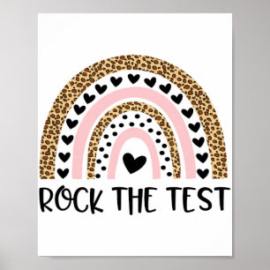 Poster Day Rock The Test Teacher Engraçado Rainbow Testin