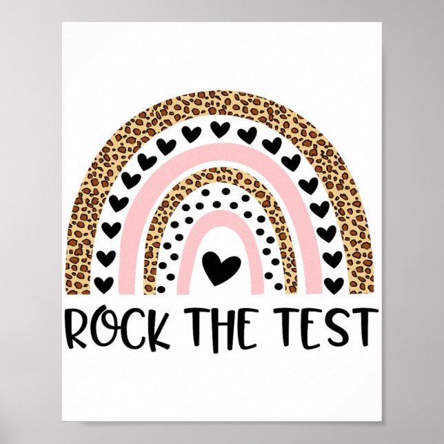 Poster Day Rock The Test Teacher Engraçado Rainbow Testin (Frente)