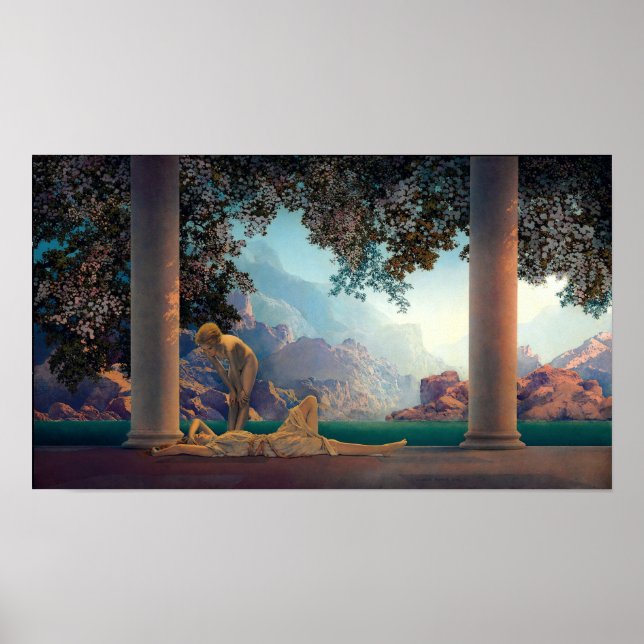 Póster Daybreak de Maxfield Parrish em 1922 (Frente)