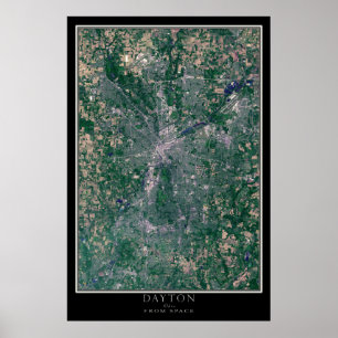 Póster Dayton Ohio Do Mapa do Satélite Espacial