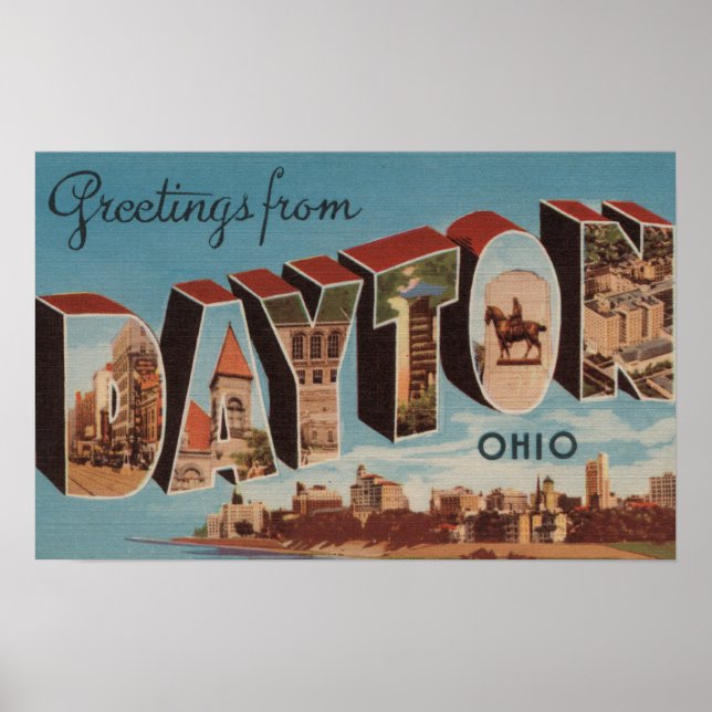 Poster Dayton, OhioLarge - Letra ScenesDayton, OH (Frente)