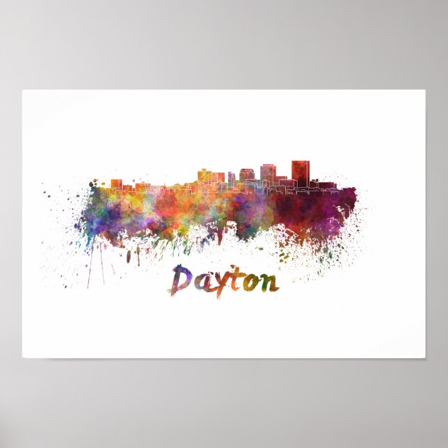 Póster Dayton skyline in watercolor (Frente)