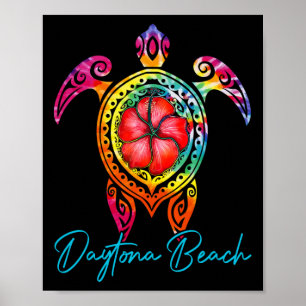 Poster Daytona Beach Flórida Tie Dye Sea Turtle Vacy