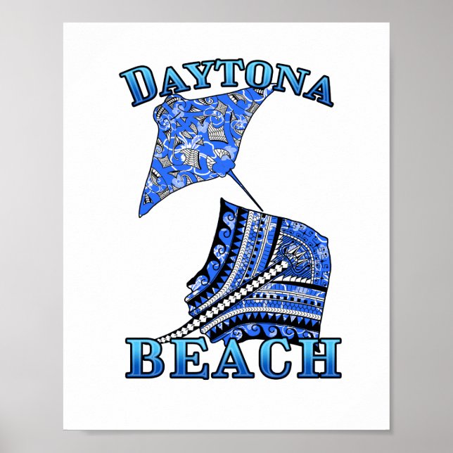 Poster Daytona Beach Flórida Tribal Stingray (Frente)