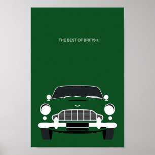 Poster DB5 clássico Ingleses que competem o carro de