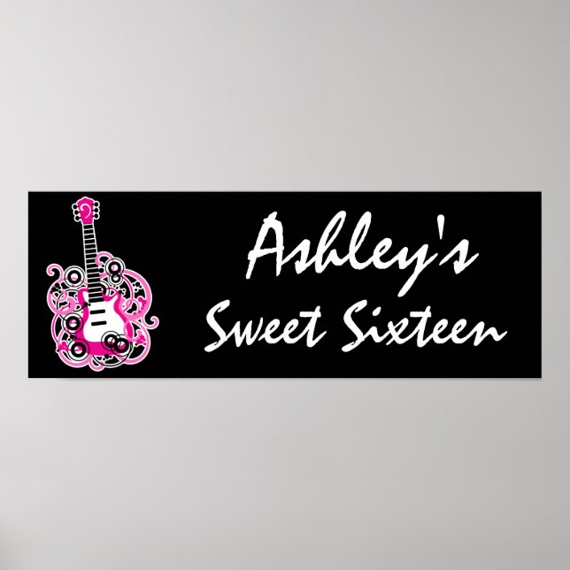 Poster de 16 Banner da Estrela de Violão Rosa (Frente)