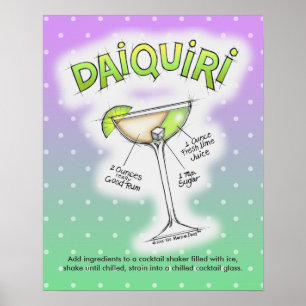 poster de 16" x 20" - DAIQUIRI RECIPE COCKTAIL ART