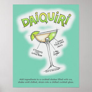 poster de 16" x 20" - DAIQUIRI RECIPE COCKTAIL ART