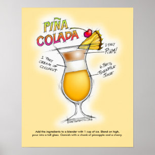 poster de 16" x 20" - PINA COLADA RECIPE COCKTAIL