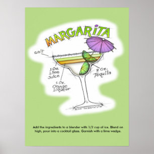 poster DE 18" X 24" - MARGARITA RECIPE COCKTAIL AR