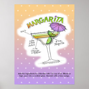 POSTER DE 18" X 24" - MARGARITA RECIPE COCKTAIL AR
