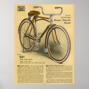 Poster de 1918 Vintage Bicycle Ranger Ad Art