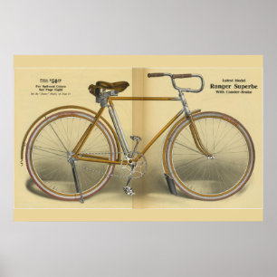 poster de 1918 Vintage Bicycle Ranger Super Ad Art