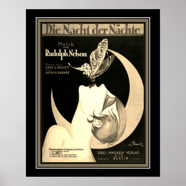 poster de 1925 Deco "Die Nacht der Nachte" (Frente)