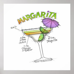 poster DE 24" X 24" - MARGARITA RECIPE COCKTAIL AR