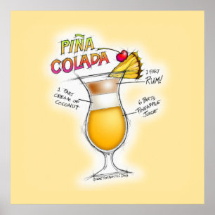 poster DE 24" X 24" - PINA COLADA RECIPE COCKTAIL