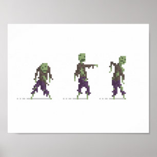 Poster de 8 bits da arte do pixel dos zombis