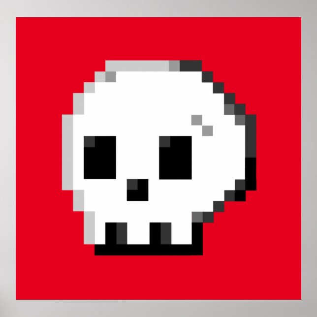 Poster de 8 bits vermelho para pixel de pele (Frente)