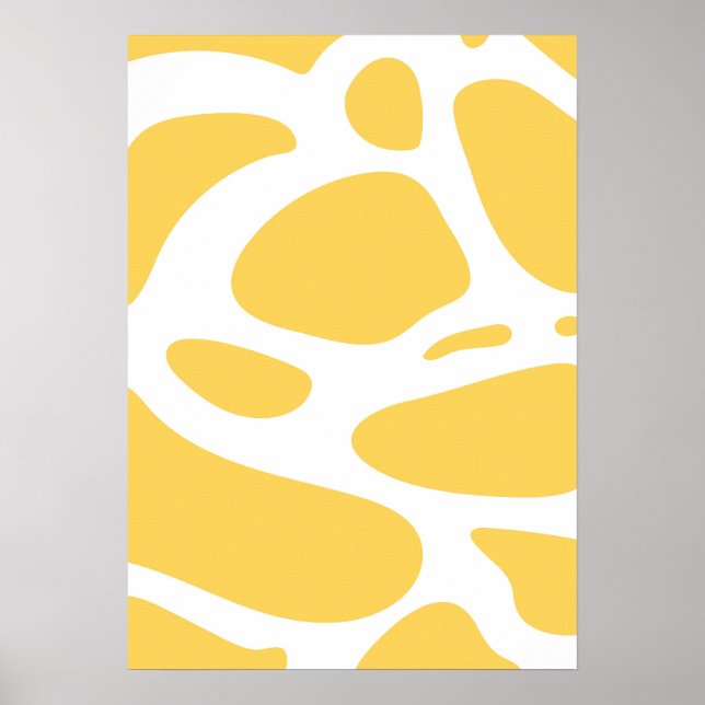 Poster de abstrato branco e amarelo (Frente)