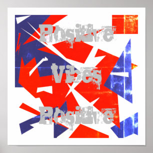 Poster de Abstrato de Arte Vermelha  Azul, Vibes P