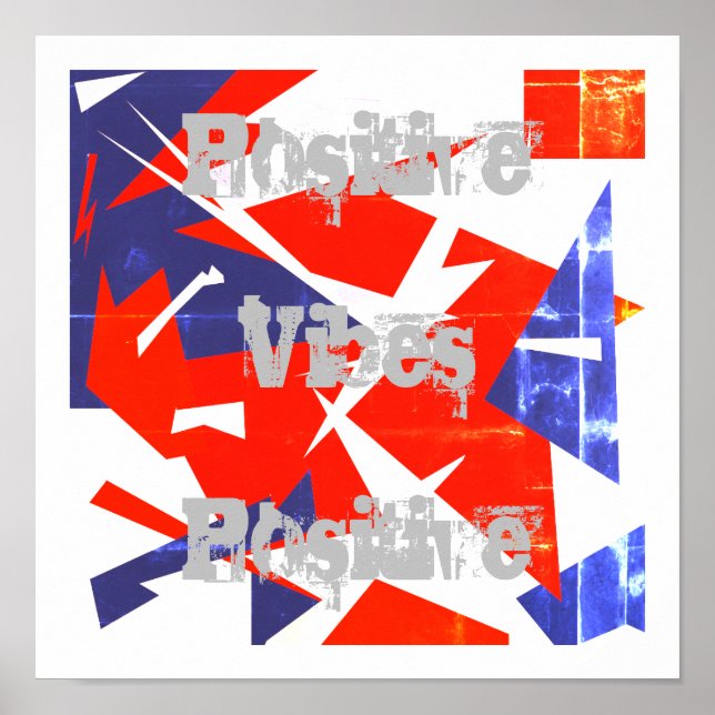 Poster de Abstrato de Arte Vermelha  Azul, Vibes P (Frente)