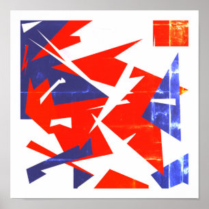 Poster de Abstrato de Arte Vermelha  Azul, Vibes P