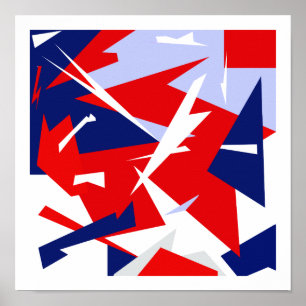 Poster de Abstrato de Arte Vermelha  Azul, Vibes P