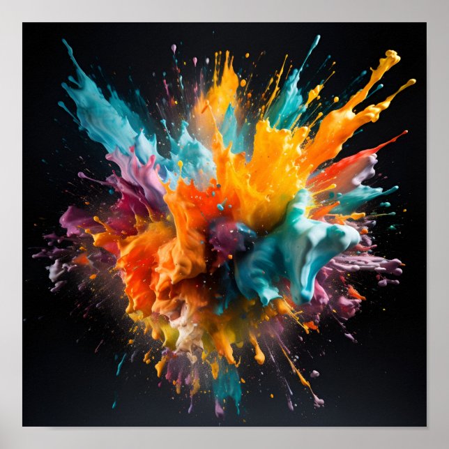 Poster de abstrato de explosão colorida (Frente)