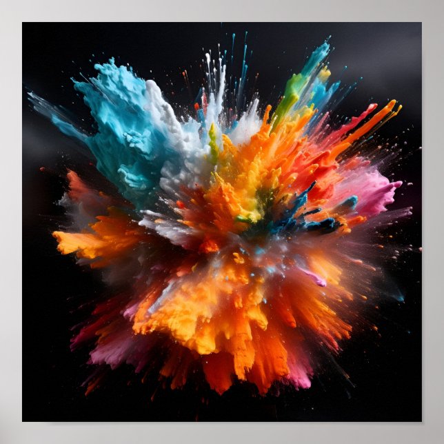 Poster de abstrato de explosão colorida (Frente)