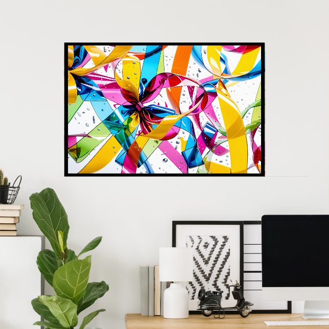 Poster de abstrato de Fita de Fita Ondas Volumétri (Escritório em casa)