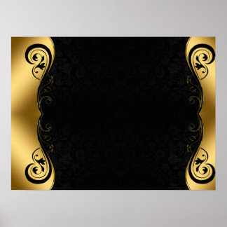 Poster de Abstrato preto Dourado