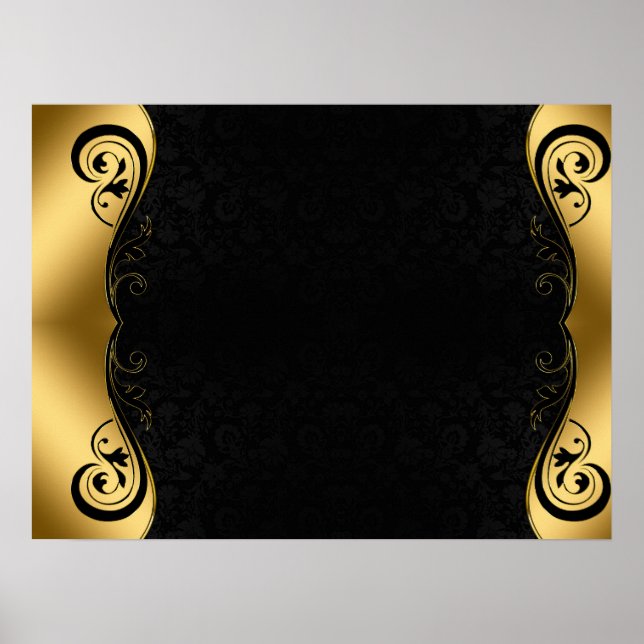 Poster de Abstrato preto Dourado (Frente)