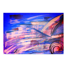 Poster de Abstrato rosa azul e Cinza