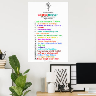 Poster de Afirmações Positivas do Warrior Mindset
