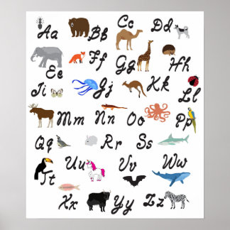 Poster de alfabeto animal.