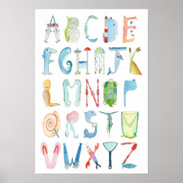 Poster de Alfabeto de Animais do Oceano - 13 x 19 