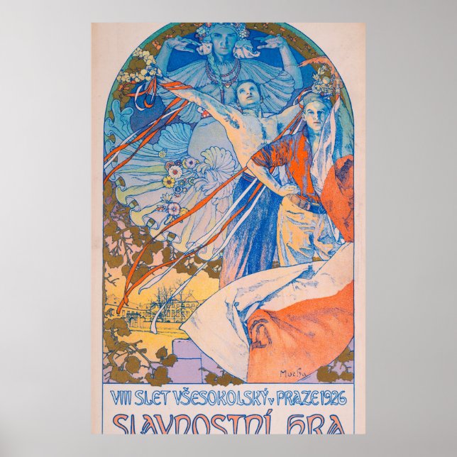 Poster de Alphonse Mucha para o Festival de Sokol  (Frente)