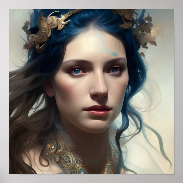 Poster de Alta Fantasia de Olhos Azuis de Cabelo A (Frente)