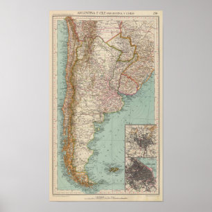 Poster de Ámérica do Sul Argentina do mapa do