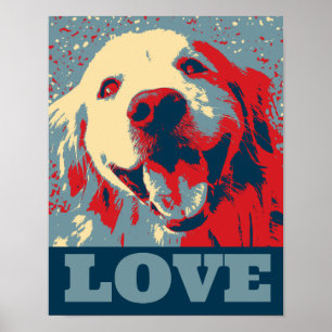 Poster de Amor Estilizado com Retriever de ouro