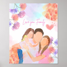 Poster de Amor Familiar Aquarela Quente